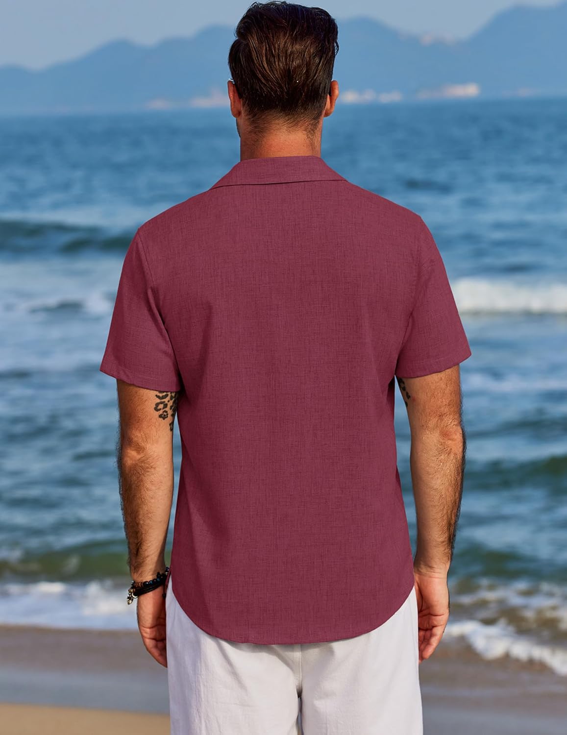 COOFANDY Men's Beach Summer Shirts Linen Texture Shirts Short Sleeve Casual Button Down Shirt - Image 4