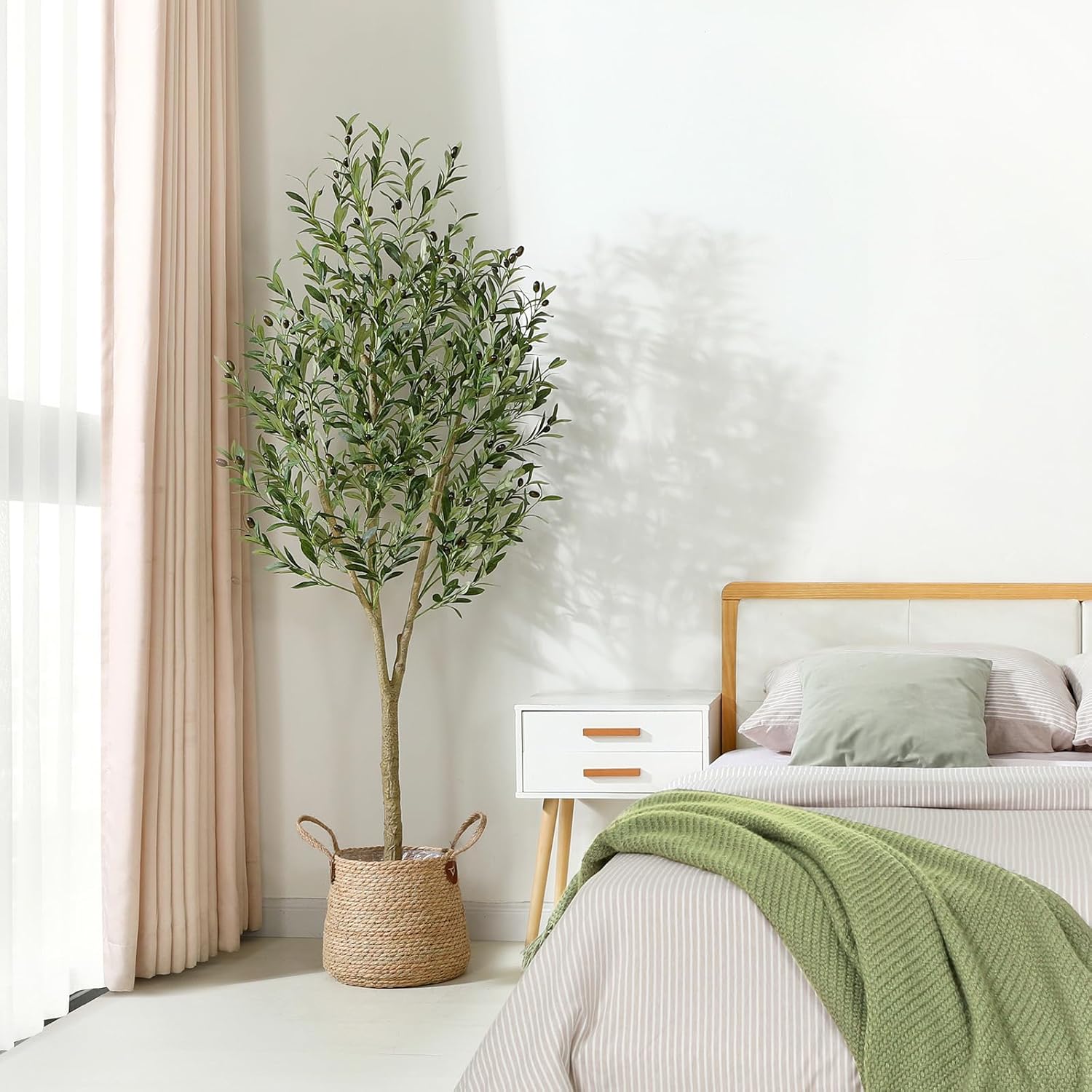 CROSOFMI Artificial Olive Tree Plant 6Ft Fake Topiary Silk Tree, Perfect Faux Plants in Pot for Indoor Outdoor House Home Office Garden Modern Decoration Housewarming Gift,1Pcs - Image 9