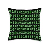 Green Binary Code Pattern Throw Pillow