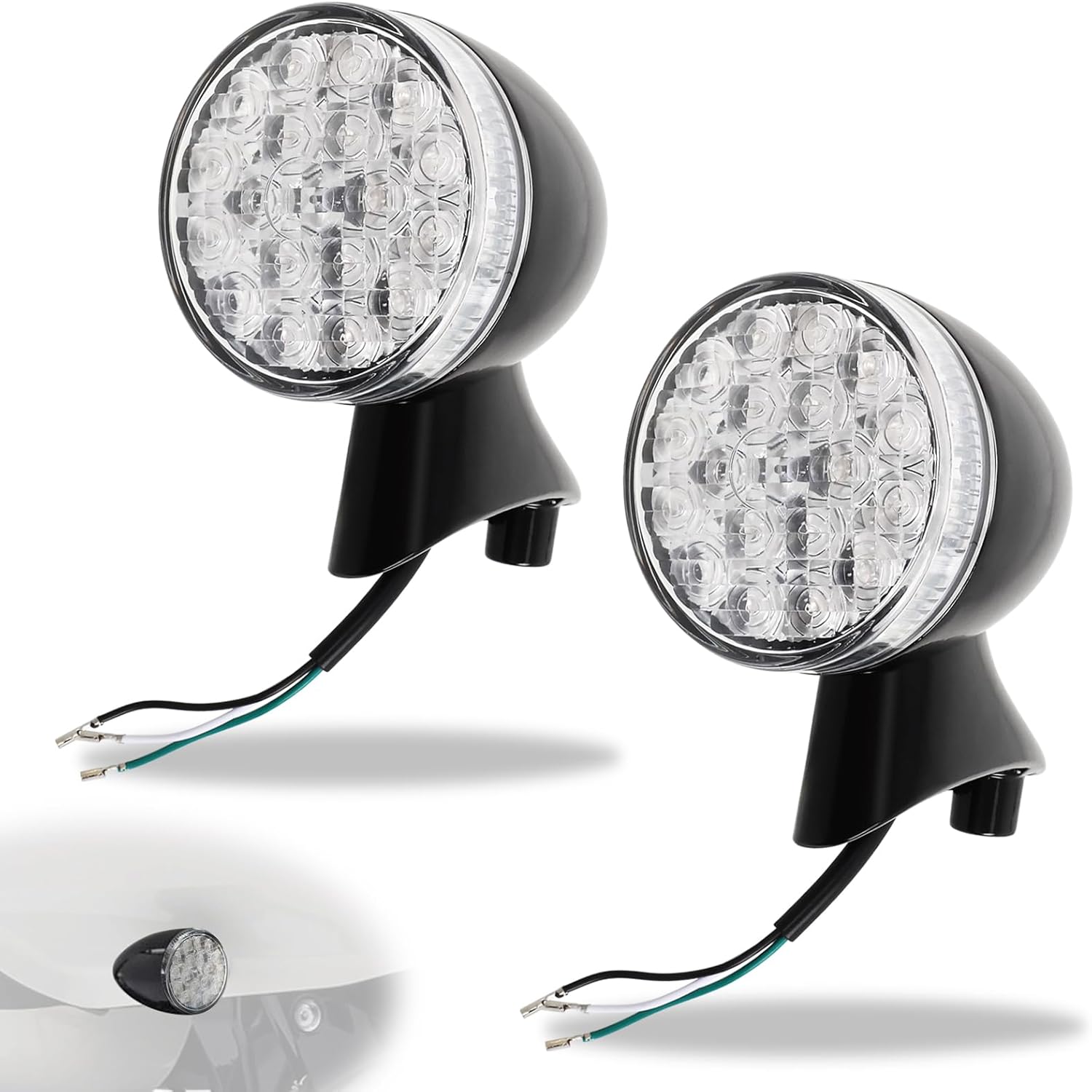 LED Front Turn Signal Lamp Kit,Running Light/directional indicator for Harley Davidson 2015-2024 Road Glide,Amber Light w/Clear Lens,Gloss Black Bullet-Style