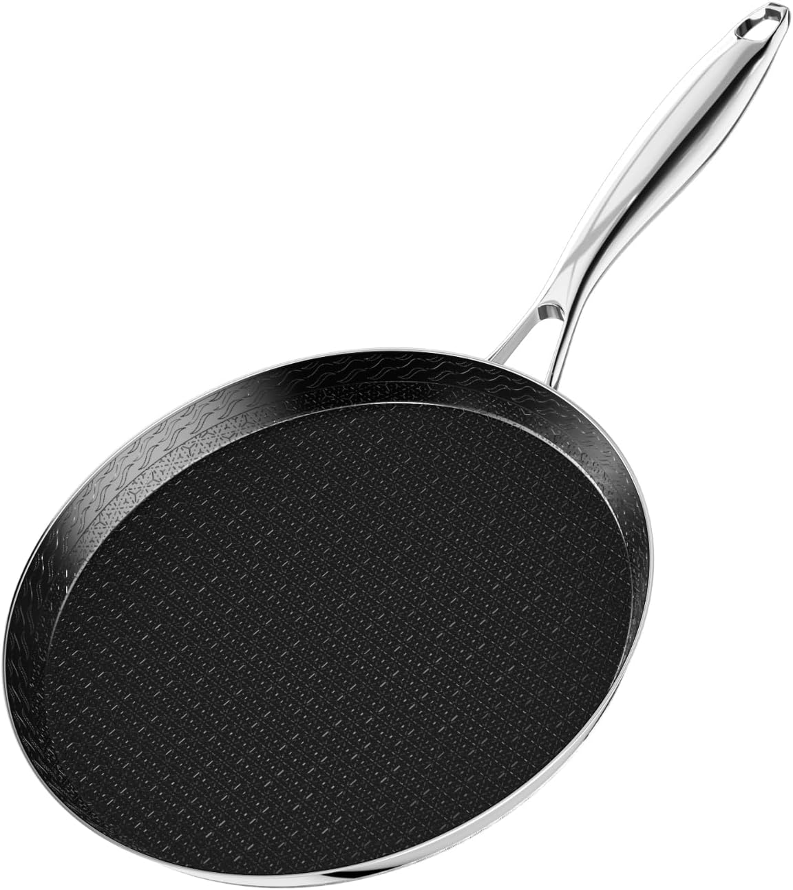 Innerwell Patelnia do naleśników ze stali nierdzewnej, 28 cm, nieprzywierająca, z powłoką zapobiegającą przywieraniu, nadaje się do kuchenek indukcyjnych, czarna, łatwa do czyszczenia, nie zawiera