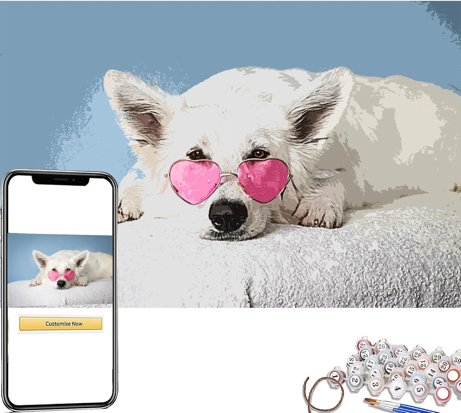 Photo to Custom DIY Paint by Numbers for Adults,Your Own Private Picture Personalized PBN, Customized Acrylic Oil Painting on Canvas for Beginners Boyfriend, Girlfriend, Family (16" x 24"/40x60cm)