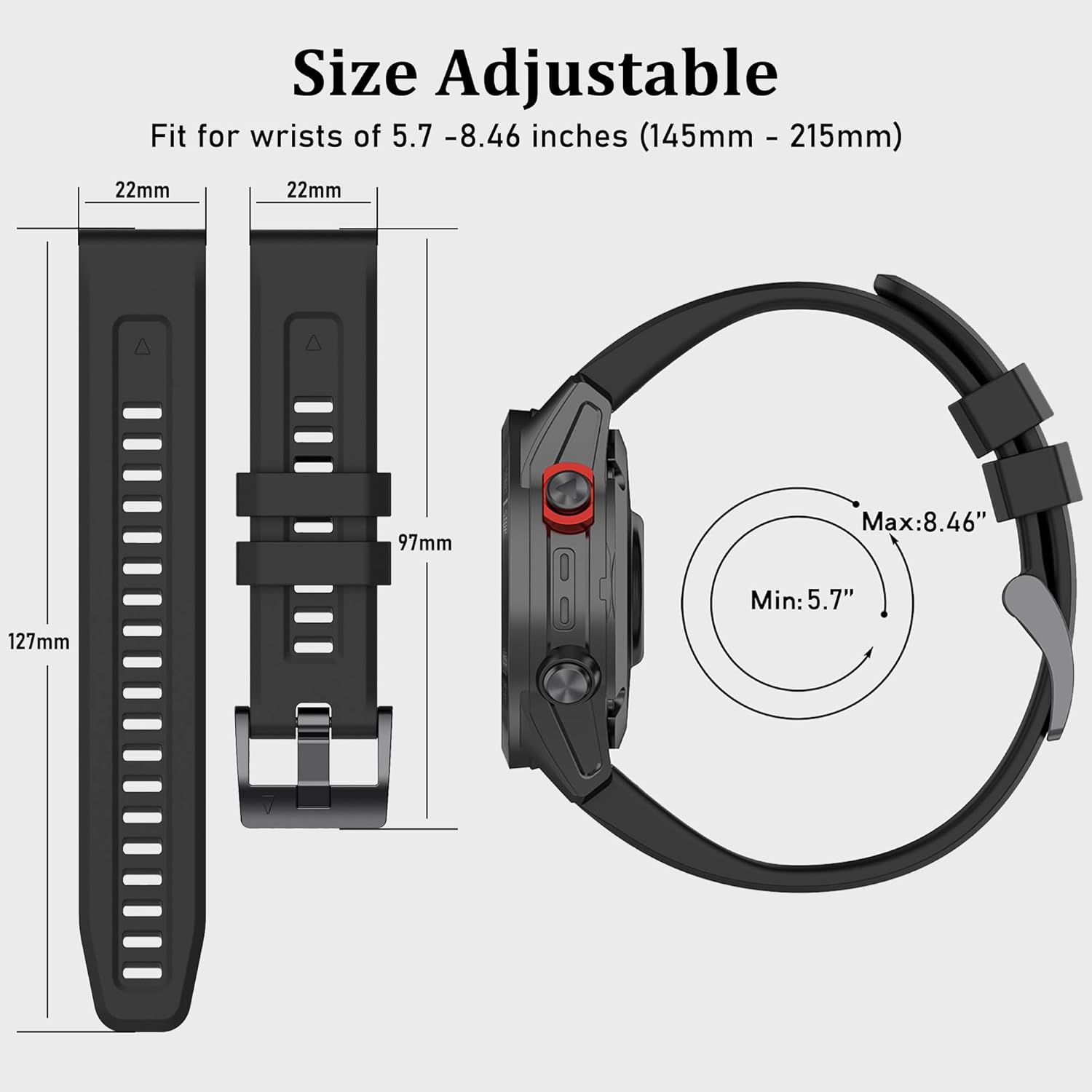 VINIUSIKI 22mm Fenix 7 6 5 Watch Band Repleacement Compatible with GARMIN Fenix 7 Pro/6 Pro/5 Plus/Forerunner 965/955/945/935/745/Approach S62/Epix Pro 2 47mm Band