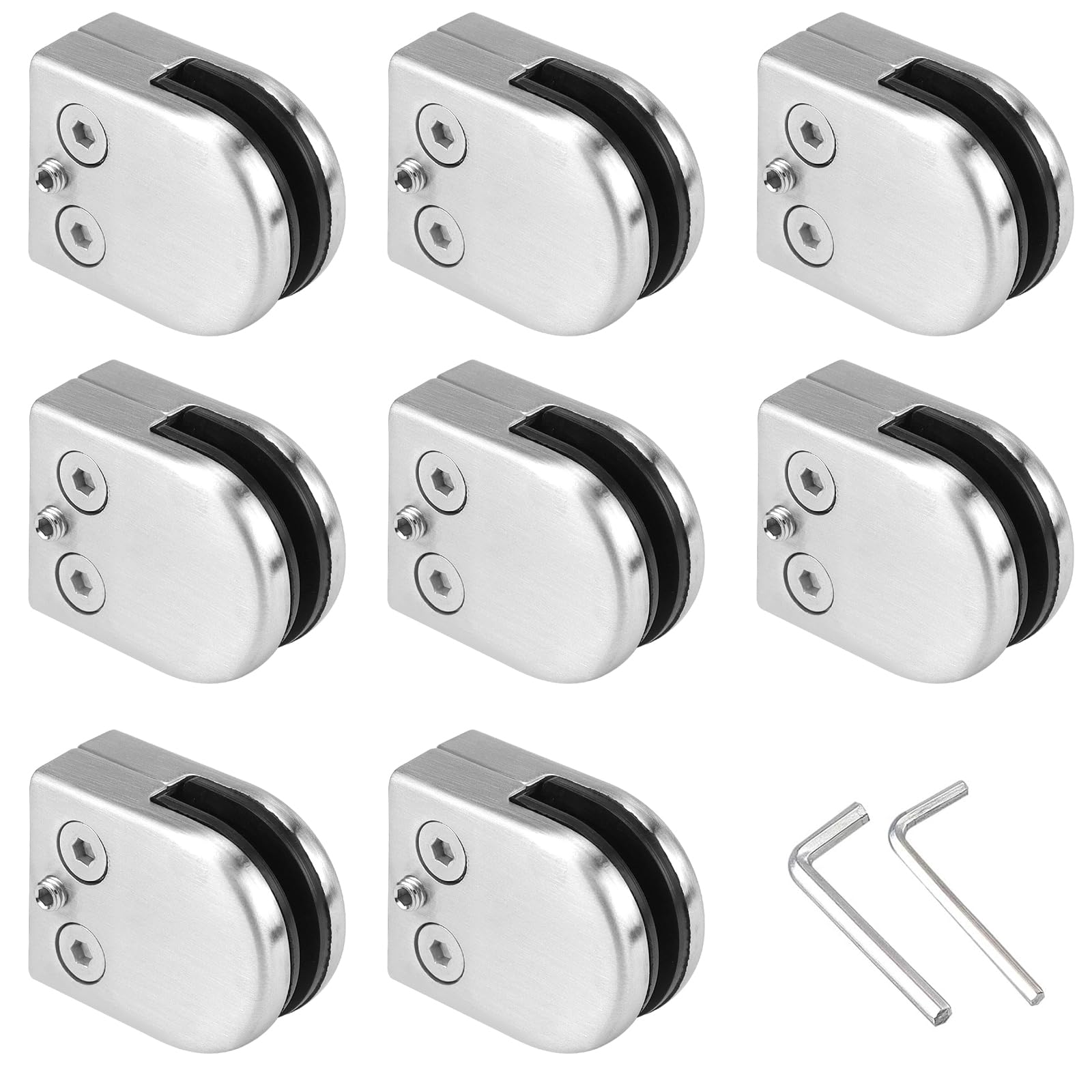 Abrazadera de Vidrio de Acero Inoxidable 8 Piezas Abrazaderas de Vidrio clip de Vidrio Abrazadera de Cristal Soportes de Estante de Vidrio para Espesor de Vidrio de 8-10 mm para Barandilla Escalera