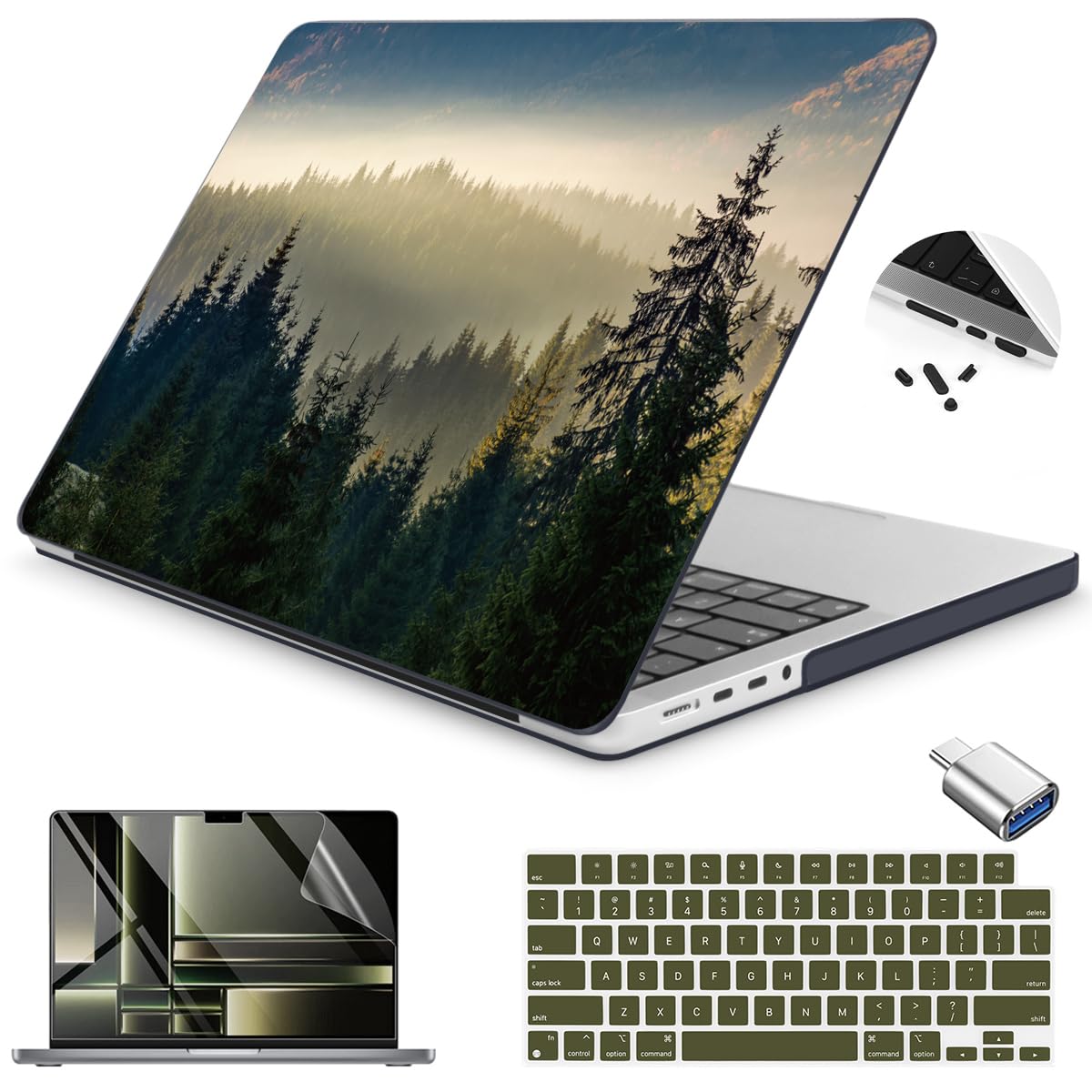 Teryeefi for MacBook Pro 14 inch Case M5 M4 M3 M2 M1 2025 2024 2023 2021 (Model:A3112 A3401 A3185 A2918 A2992 A2779 A2442), Hard Shell Cover +