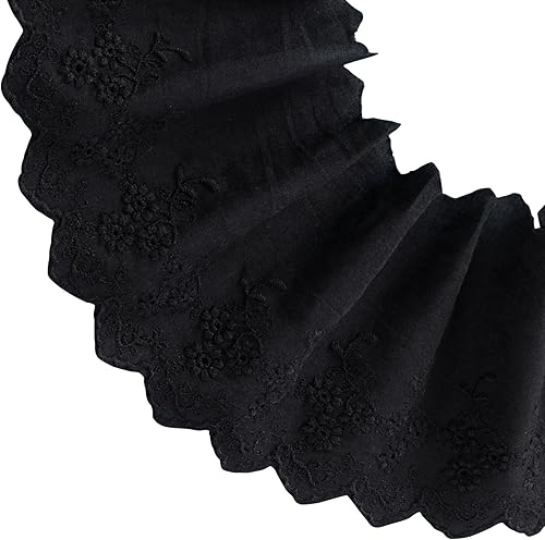 Miniatura 8 de PAGOW 5 yardas de algodón con ojales de encaje, ribete de encaje floral de algodón blanco, encaje festoneado bordado para coser vestidos, ropa de