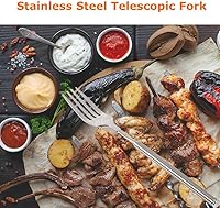 Vista 2 de Cena familiar para barbacoas, cenas, postres, salchichas, perros calientes, verduras, etc. Ajustable de 22,1 a 25.4 in, resistente y de acero