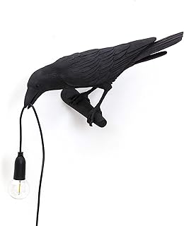 Seletti "Bird Lamp Black & White Waiting, Playing, Looking Lámpara de Pájaro, Negro, Looking Outdoor
