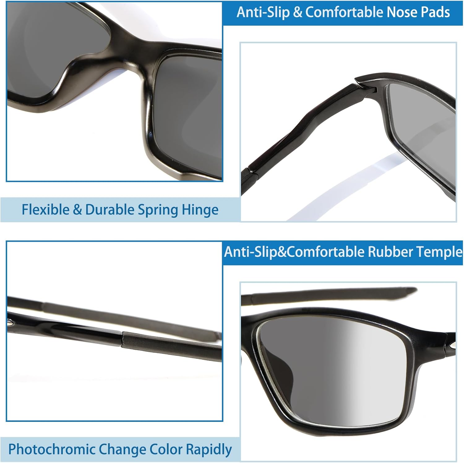 Sehnsucht Sport Photochromic Progressive Multifocus Reading Glasses Lightweight TR Frame Anti-Blue Multifocal Readers Shades - Image 4