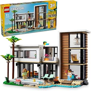 مجموعة منزل عصري 31153 من LEGO® Creator 3in1 لابتكار مبنى بالمدينة أو كوخ غابة، مجموعة لعب النموذج للأطفال، فكرة هدية للصبيان والبنات بعمر 9 سنوات أو أكثر