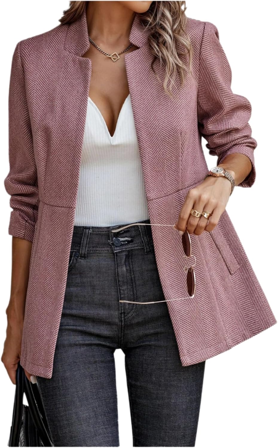 Blazers for Women Business Casual 2024 Winter Fall Fashion Cardigan Jacket Elegant Outerwear Office Work Blazer