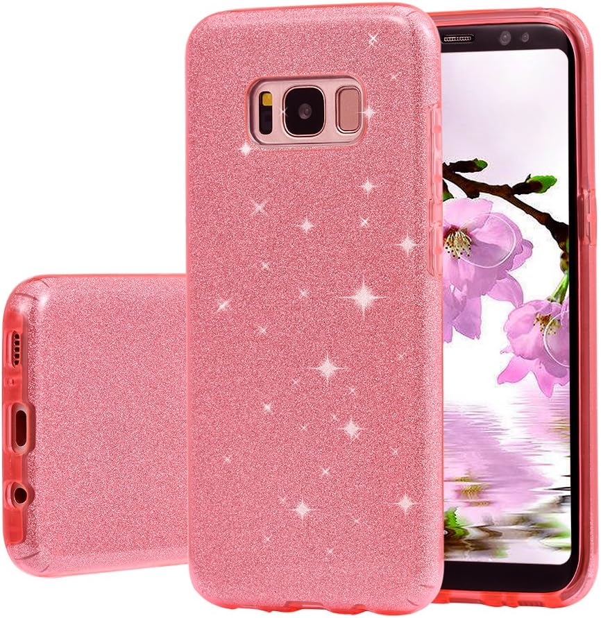 Galaxy S8 Case, Poristal Luxury Bling Glitter Back Cover Protective Bumper [Slim Fit,Anti-scratch] Case for Samsung Galaxy S8 (Pink)