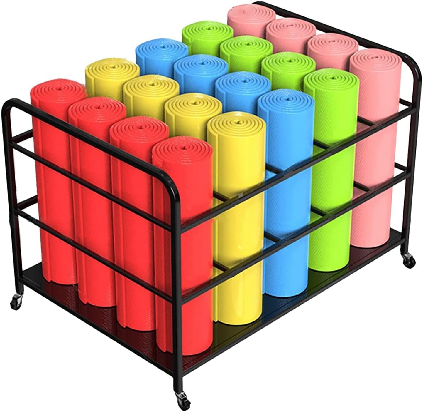 CGCSYZ Yoga Mat Storage Rack Yoga Mat Rack Metal Foam Rollers Organizer Racks For Home Gym/Yoga Studio, Hold 20 Exercise Mats Fitness Organizer (Black 100x70x70cm)