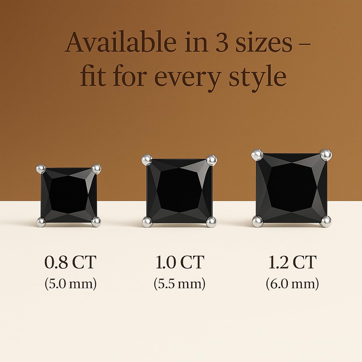 Impalsory Princess Cut Moissanite Stud Earrings, 925 Sterling Silver 18K Gold Plated, Hypoallergenic Square Earrings, Jewelry Gift for Women & Men - Image 4