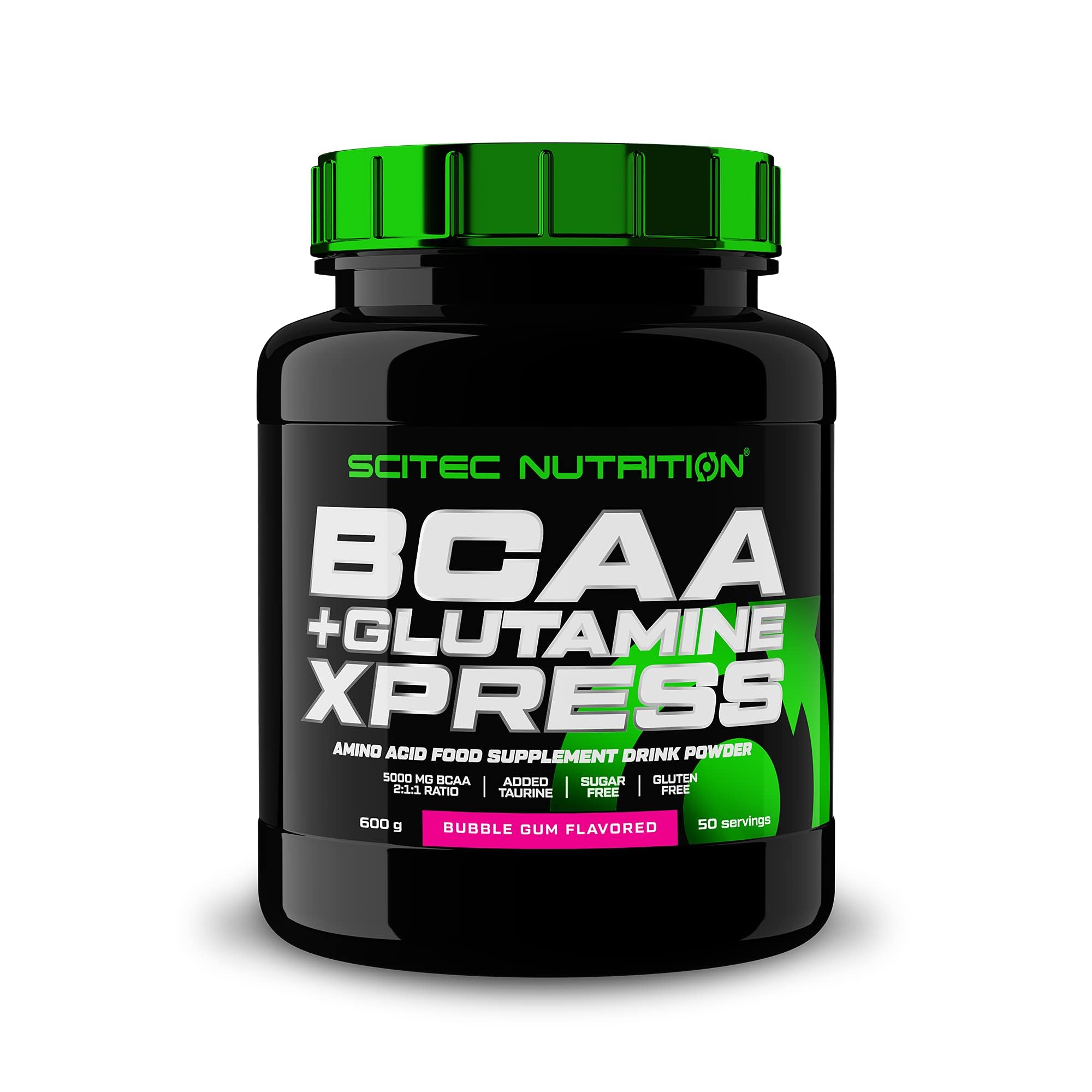 Scitec Nutrition BCAA + Glutamine Xpress – Essential Amino Acid Blend – with 5g 2:1:1 BCAAs – 5g Glutamine – Fortified with Taurine, 600 g, Bubble Gum