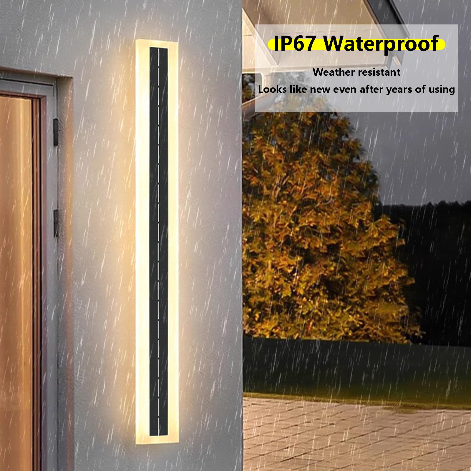 wasserdichte Solar-Wandleuchte IP65 – Kabellose LED-Außenwandlampe für Garten, Terrasse und Weg – 60 cm neutrale Leuchte für Villa- und Terrassendekor