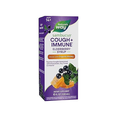 Nature's Way Sambucus Cough + Immune* Elderberry Syrup, Soothes Coughs
