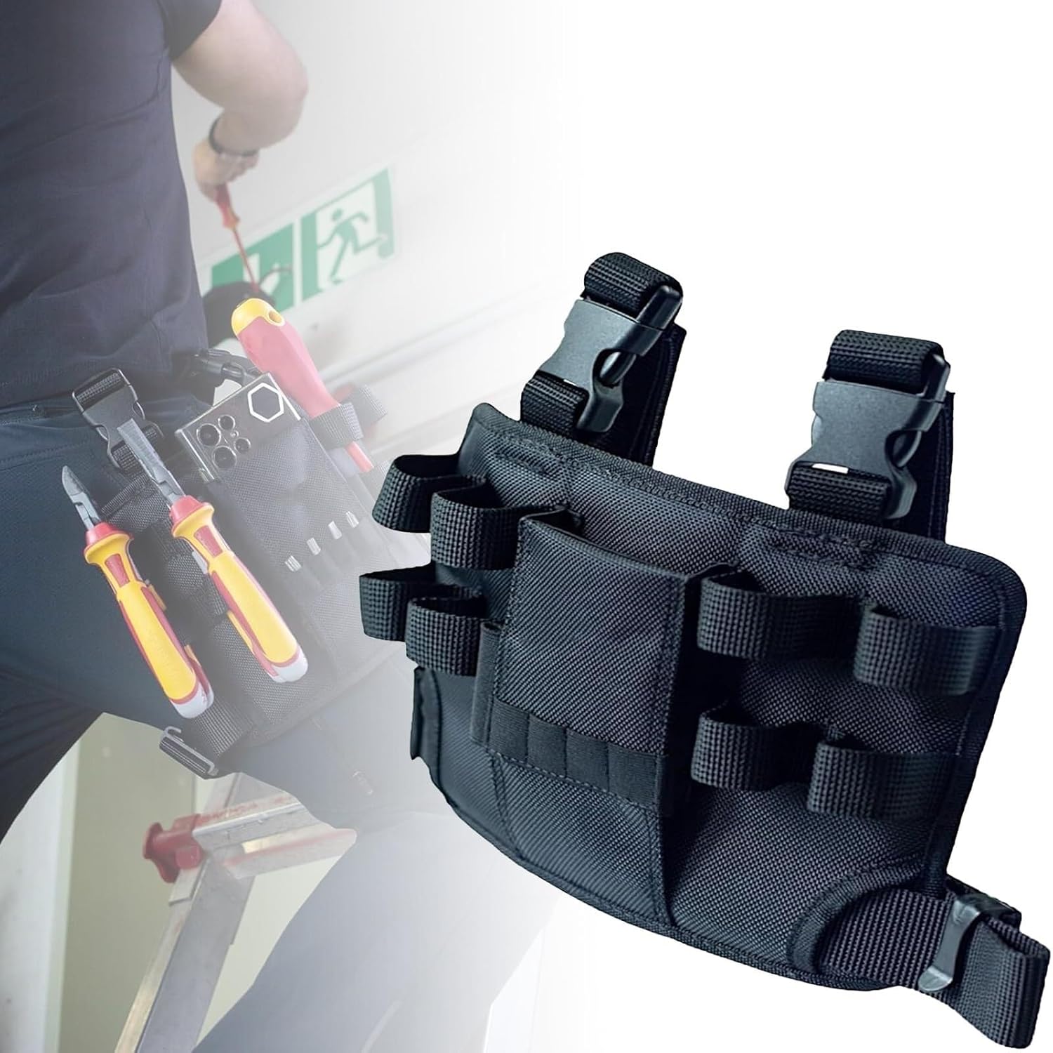 Holster Z 2.0 Tool Pouch, Holster Z 2.0 para Herramientas, Tool Pouch with Belt Clip, Repair Tool Bag Around Your Leg, for Electricians, Automotive, Craftsmen(2Pcs)