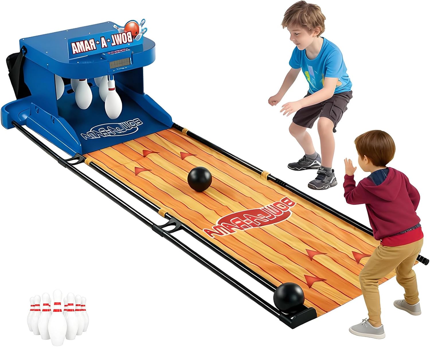 Electronic Bowling Alley Game Foldable 2m/3.5m Bowling Set for Home Indoor Bowling Ball Console with Automatic Reset, LED Scoreboard & Simulation Sound, for Children and Adults 3.5m/11.48ft