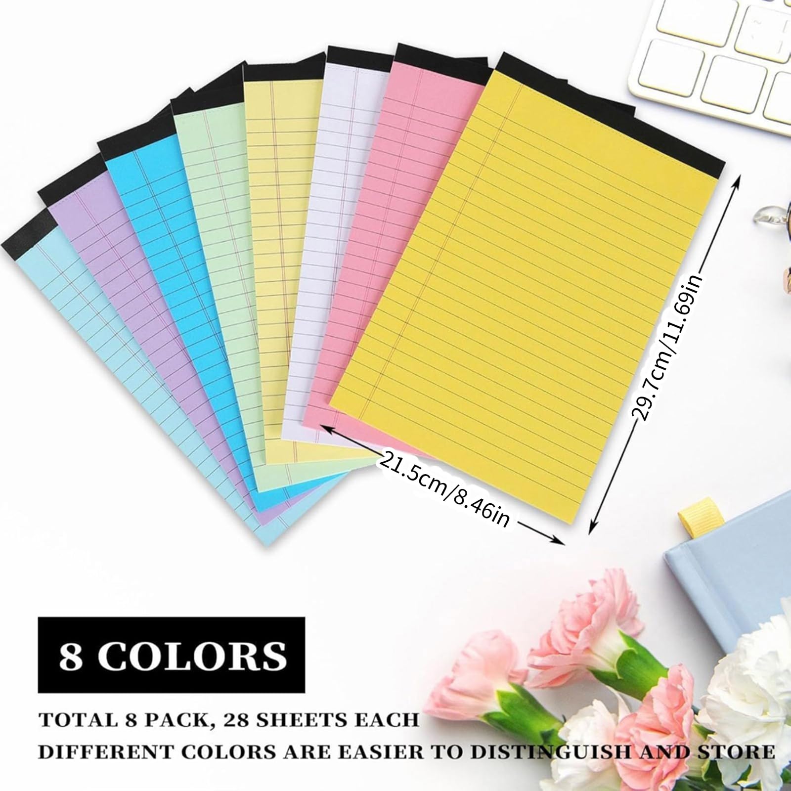 8 Stück Taschen Notizblöcke, buntes Notizbuch, linierter Papierblock, Notizblock zum Abreißen, Notizblöcke