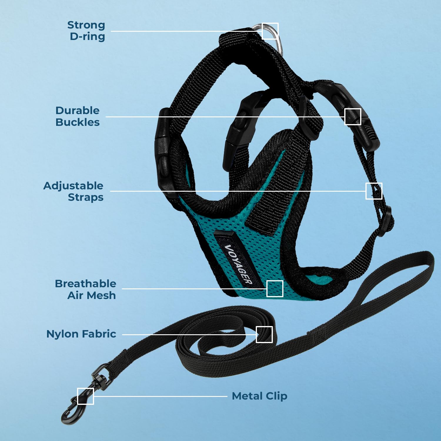 Voyager Step-in Lock Cat Harness and Reflective Cat Leash with Neoprene Handle by Best Pet Supplies, Supports Small - Image 3