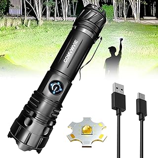 COMVWVIE Rechargeable Led Flashlights High Lumens 8000 Super Bright Powerful Handheld Flashlight, Tactical Flashlight with Zoomable,IPX5 Waterproof, 6 Modes for Camping and Emergencies