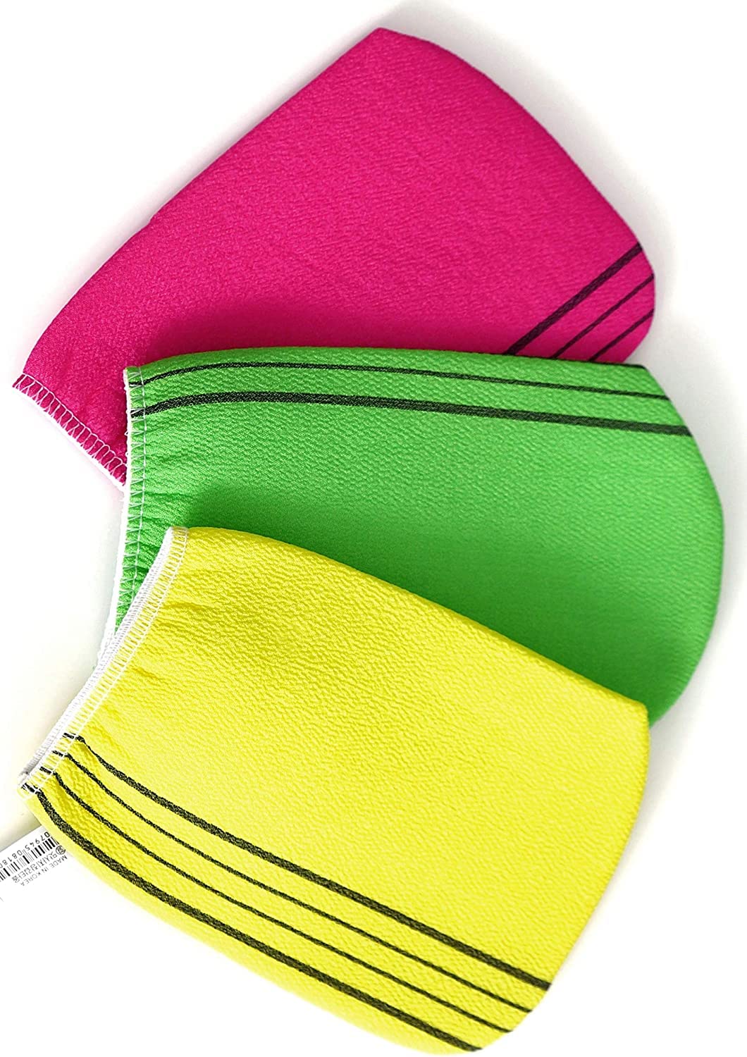 Urban Living Style3 Pack Bath Sponge Korean Wash Cloth, Dead Skin Exfoliation Bath Scrubber Mitten Reusable Glove Multi-Color