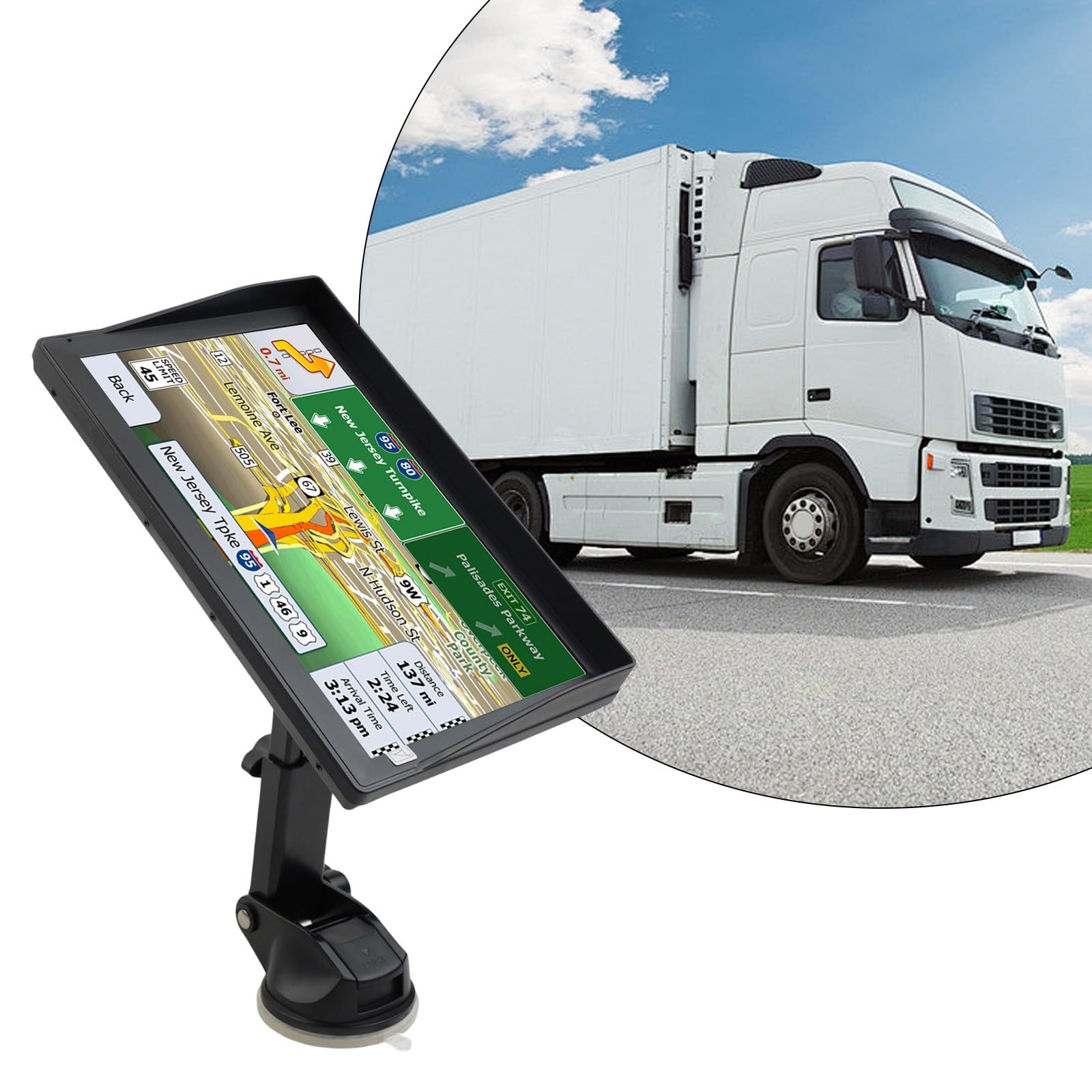 Navegación GPS para camión de 9 pulgadas para Europa, Reino Unido, Francia 2024, conductores comerciales para caravana semirremolque, alerta de voz FM, 8 GB + 256 MB, color negro