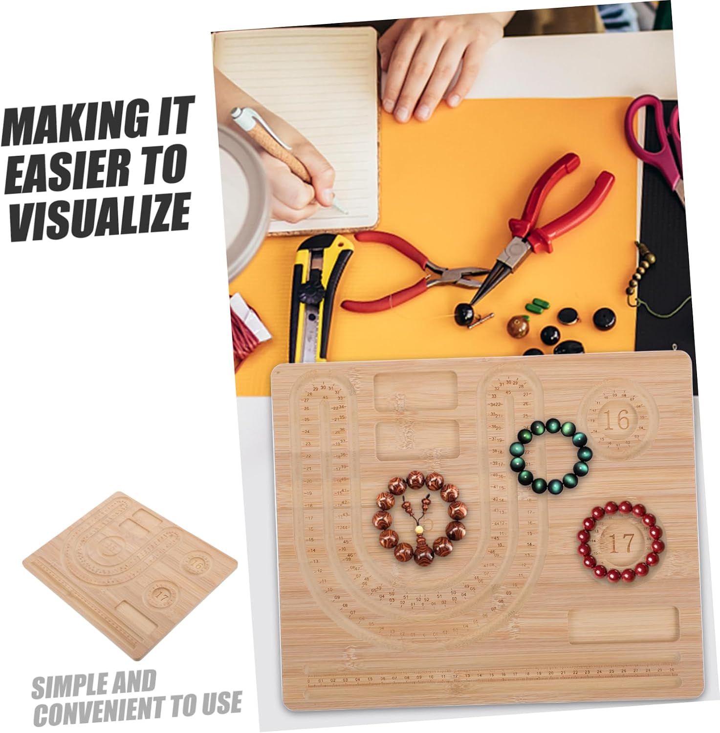 Artibetter DIY Wooden Bead Board for Jewelry Making Bracelet Tray for Beading Crafts for Beginners and Professionals for Making Bead Bracelets and Necklaces