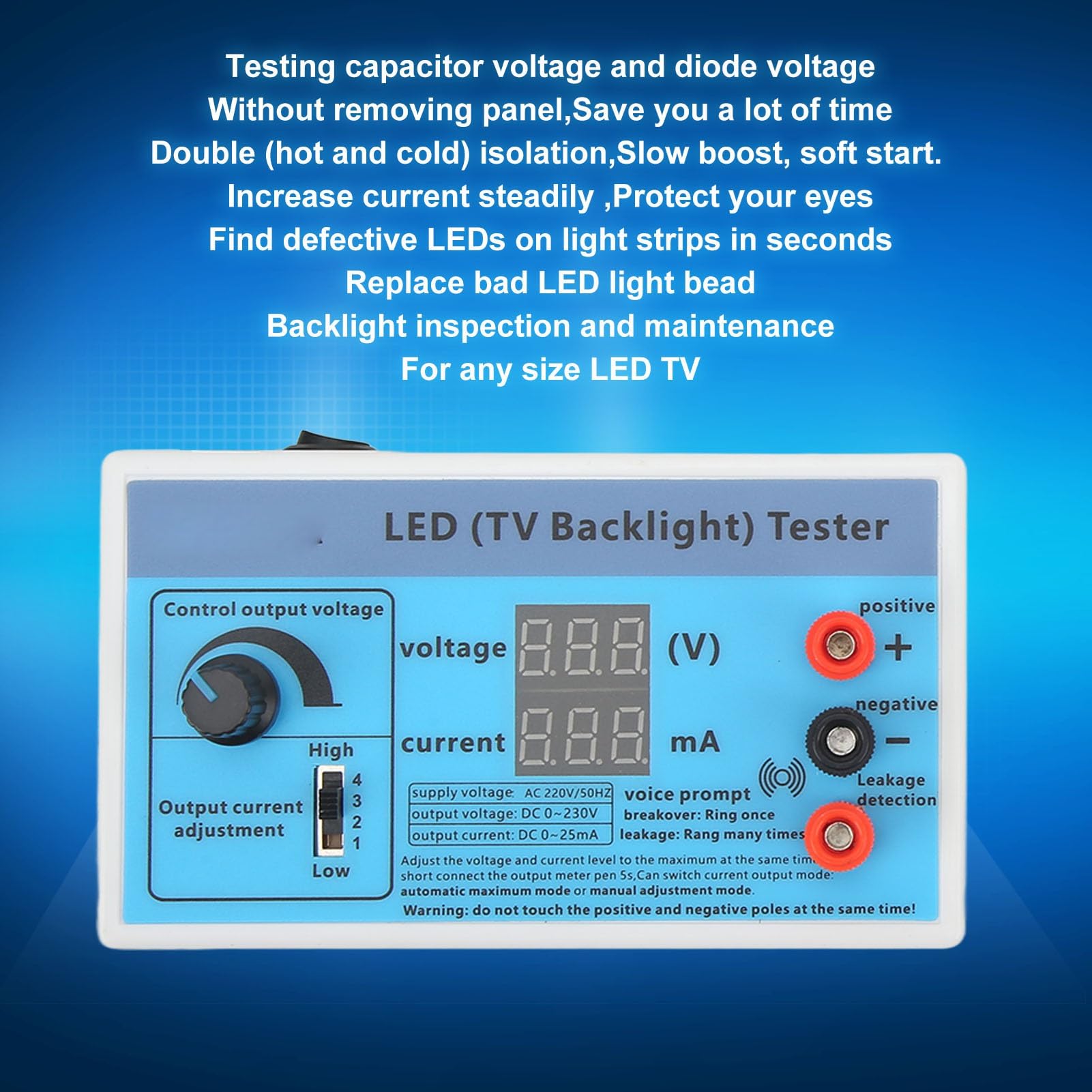 Probador de Retroiluminación Led Para Tv, Tiras Multifunción Lámpara, detector de Luz Herramienta de Reparación, Salida 0-230V Enchufe Ue 220V