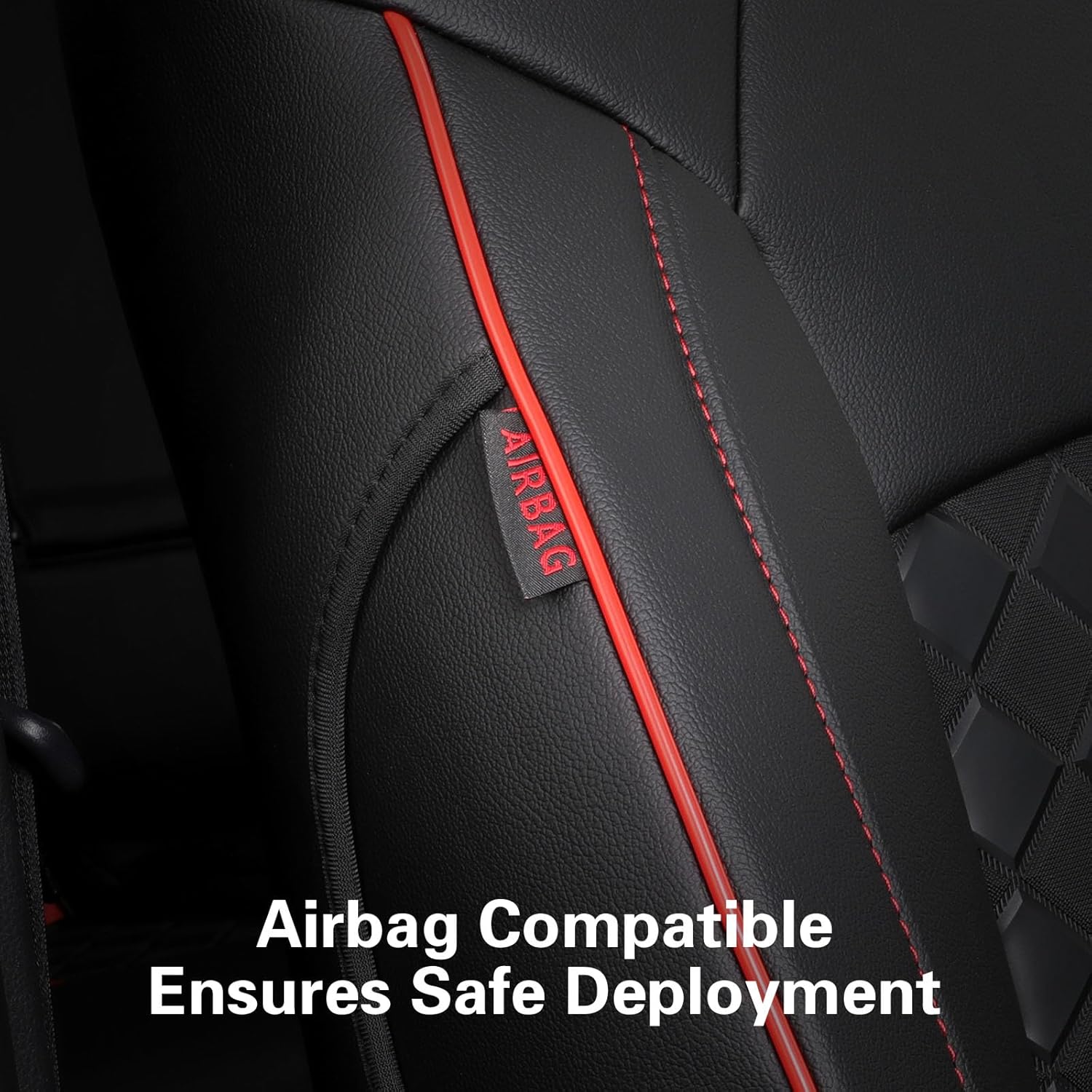 Rav4 Seat Covers Custom for Toyota RAV4 2019 2020 2021 2022 2023 2024 2025 LE,XLE,XLE Premium, Limited, SUV Car Seat Cover, Car Seat Protector Full Set Faux Leather (Black with Red Trim)