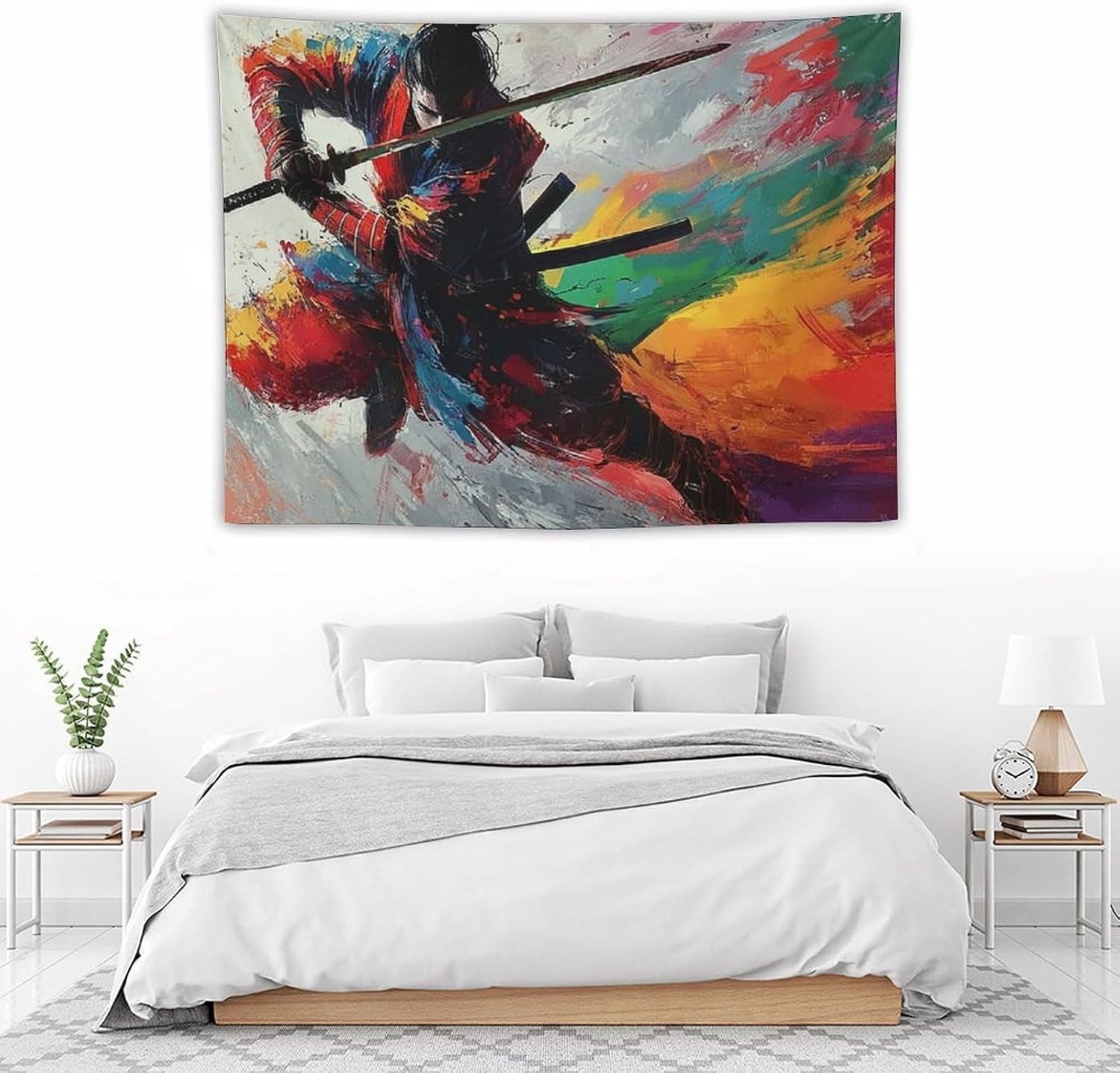 JYOUQOC Samurai Sword Colorful Tapestry Large Wall Art Backdrop Flag Wall Hanging Decor for Living Room Bedroom Dorm Office 30"×40"