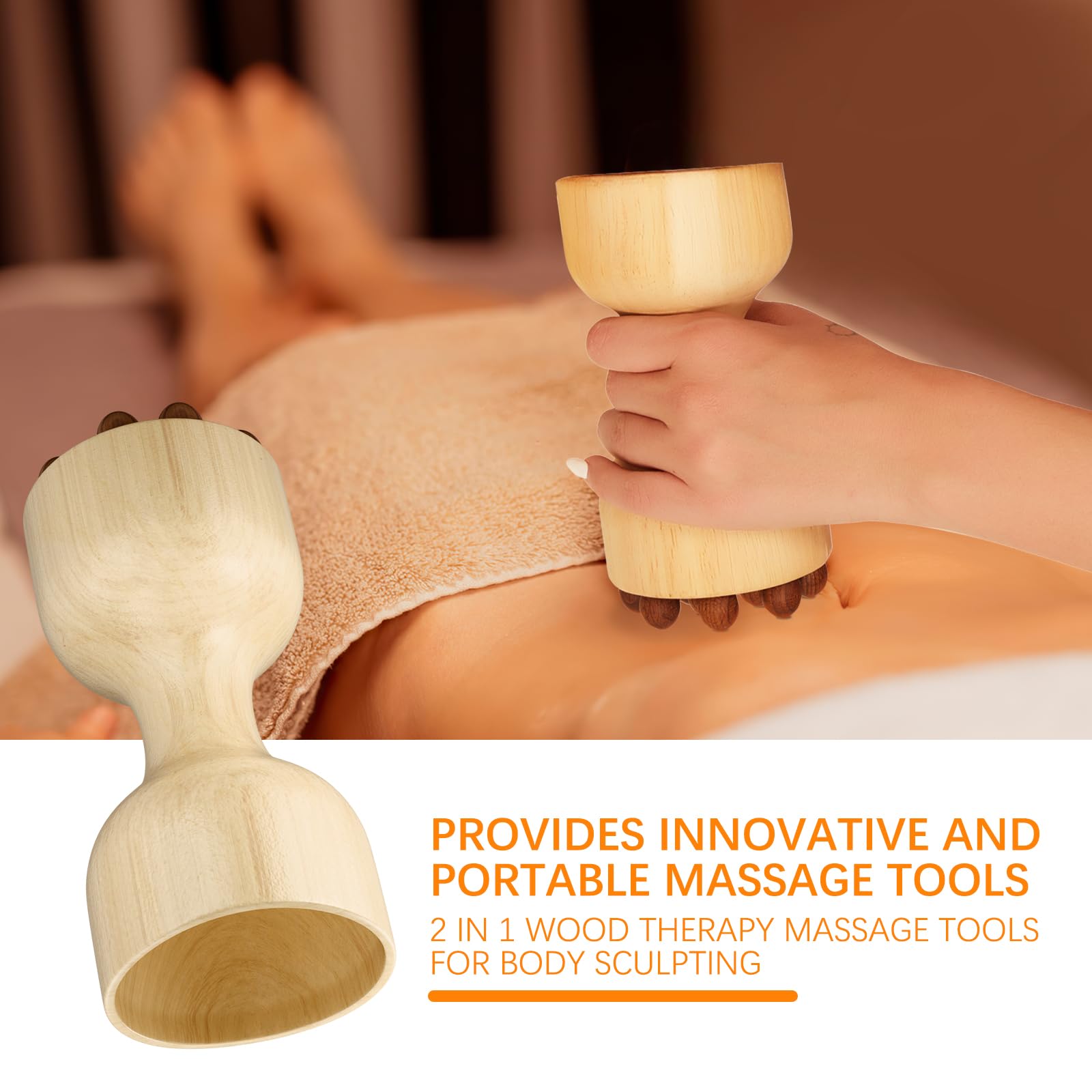 AICNLY Herramientas de masaje de terapia de madera 2 en 1 para dar forma al cuerpo, masajeador de drenaje linfático, kit de maderoterapia, rodillo de masaje de madera, masajeador anticelulítico, juego