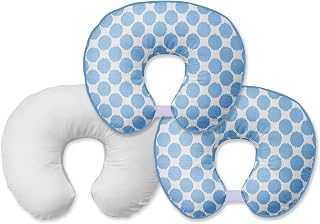 Bacati Blue Ikat Dots Muslin Fabric Hugster Nursing Pillow with Insert 100 Percent Cotton