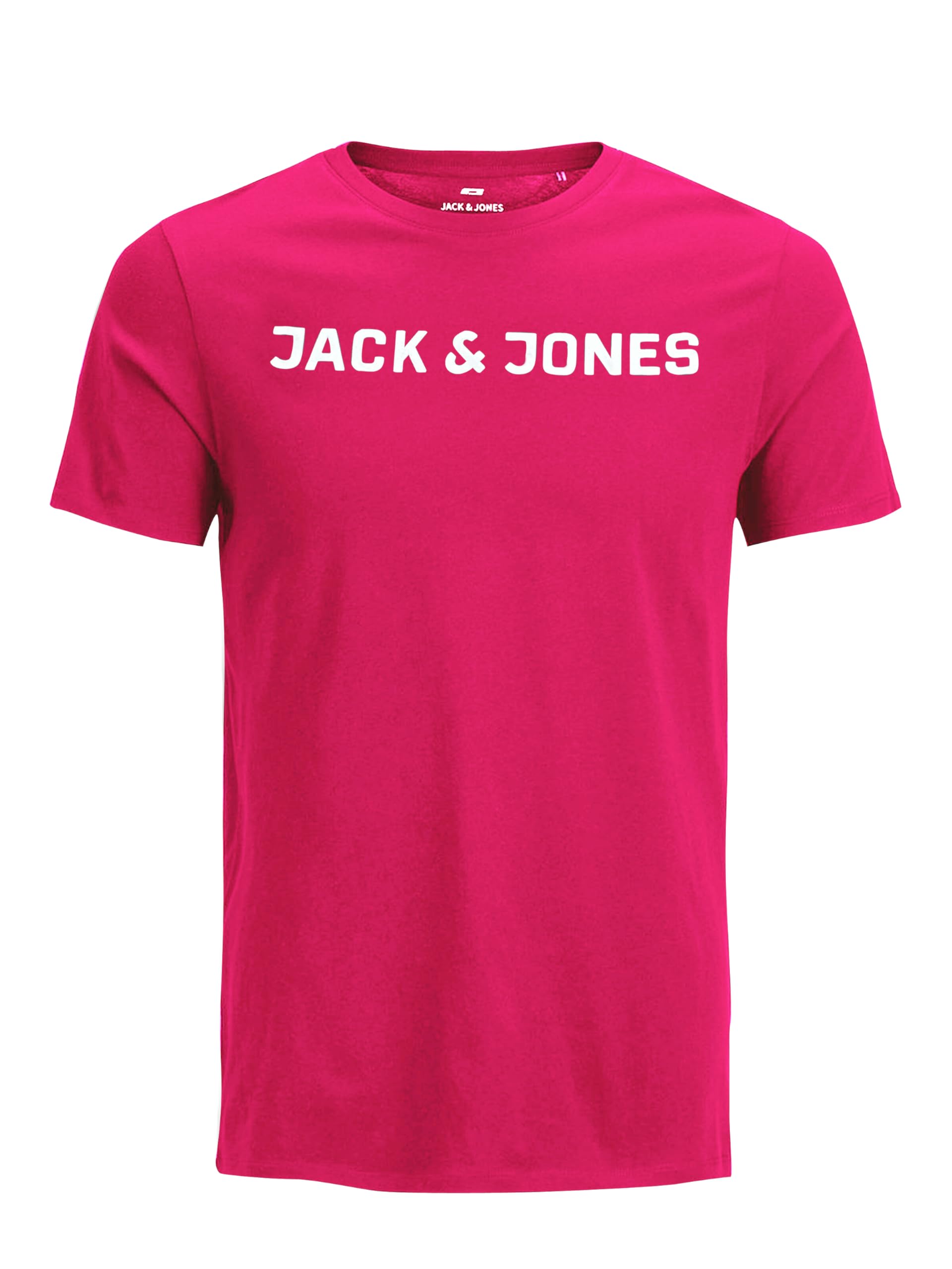 JACK & JONES Male T-Shirt Logo Crew Neck T-Shirt, Fuchsia Rose, XXL
