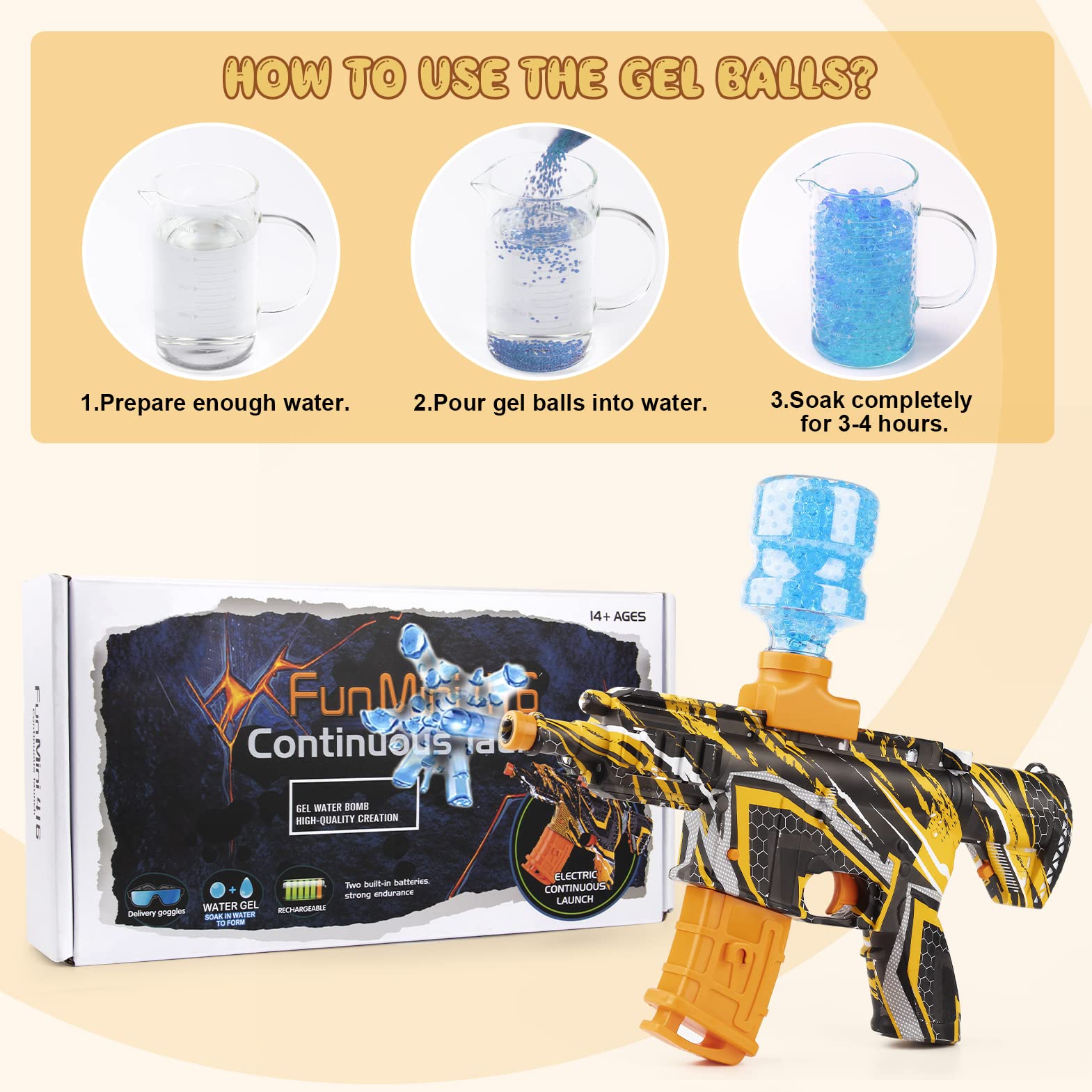 Buy Electric Gel Ball Blaster, Splatter Ball Gun with 11000 Water Beads