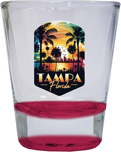 R and R Imports Tampa Florida Souvenir - Vaso de chupito redondo de 1.5 onzas, rojo A