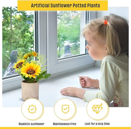 Miniatura 10 de 16 girasoles artificiales amarillos falsos en macetas, girasoles, flores artificiales, centros de mesa para mesas, girasoles, plantas en maceta para