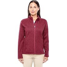 Devon & Jones Ladies Bristol Full Zip Sweater Fleece Jacket, RED HEATHER