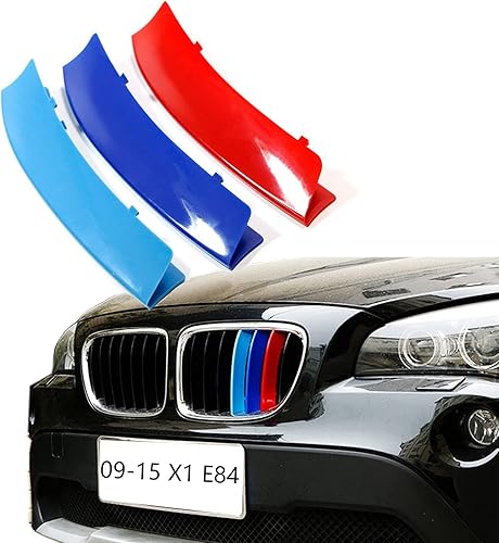 Lanyun Compatible con accesorios BMW X1 E84 2009-2015 Color Grill Stripes Trims con 7 Beam Riñón Rejilla