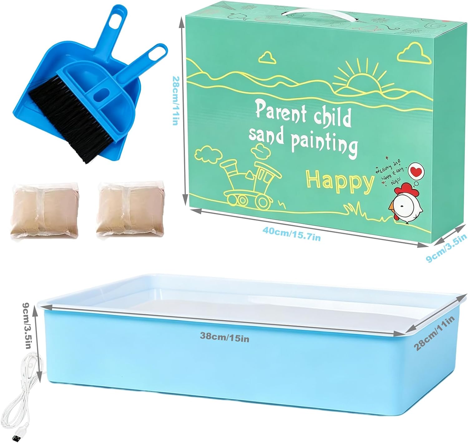 EXBEPE Sand Painting Light Box,Light Up Sensory Light Table,Sand Drawing Table Creative Art for Classroom Home Use