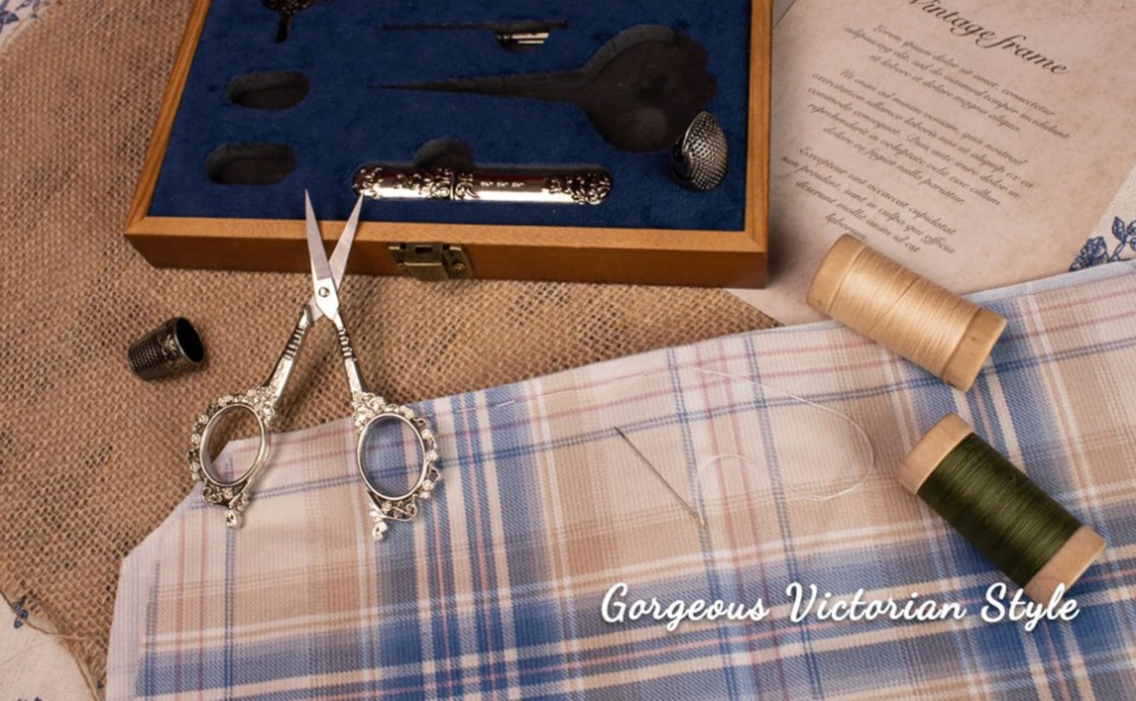 SubsOL Kit de Costura Vintage, Juego Completo de Tijeras para Bordar Antiguas de Estilo Europeo, Suministros para Manualidades DIY de Costura Retro con Tijeras y Agujas(Vintage Silver)