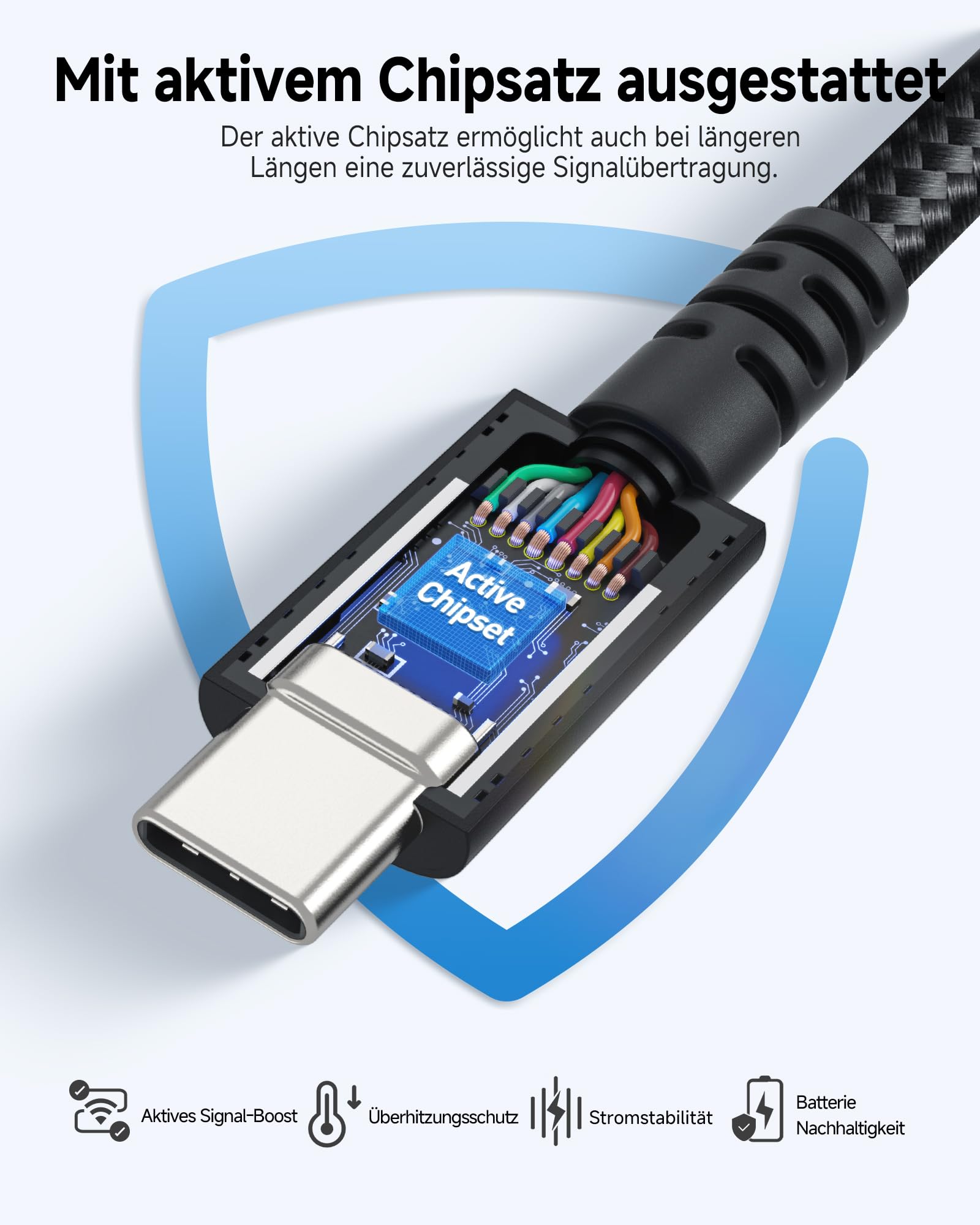 Cable Matters [Intel-zertifiziert] 40 Gbps Braided Active Thunderbolt 4 Kabel 2m, mit 100W Ladeleistung / 8K Video – vollständig kompatibel mit Thunderbolt 3, USB 4 / USB4 / USBC-Port