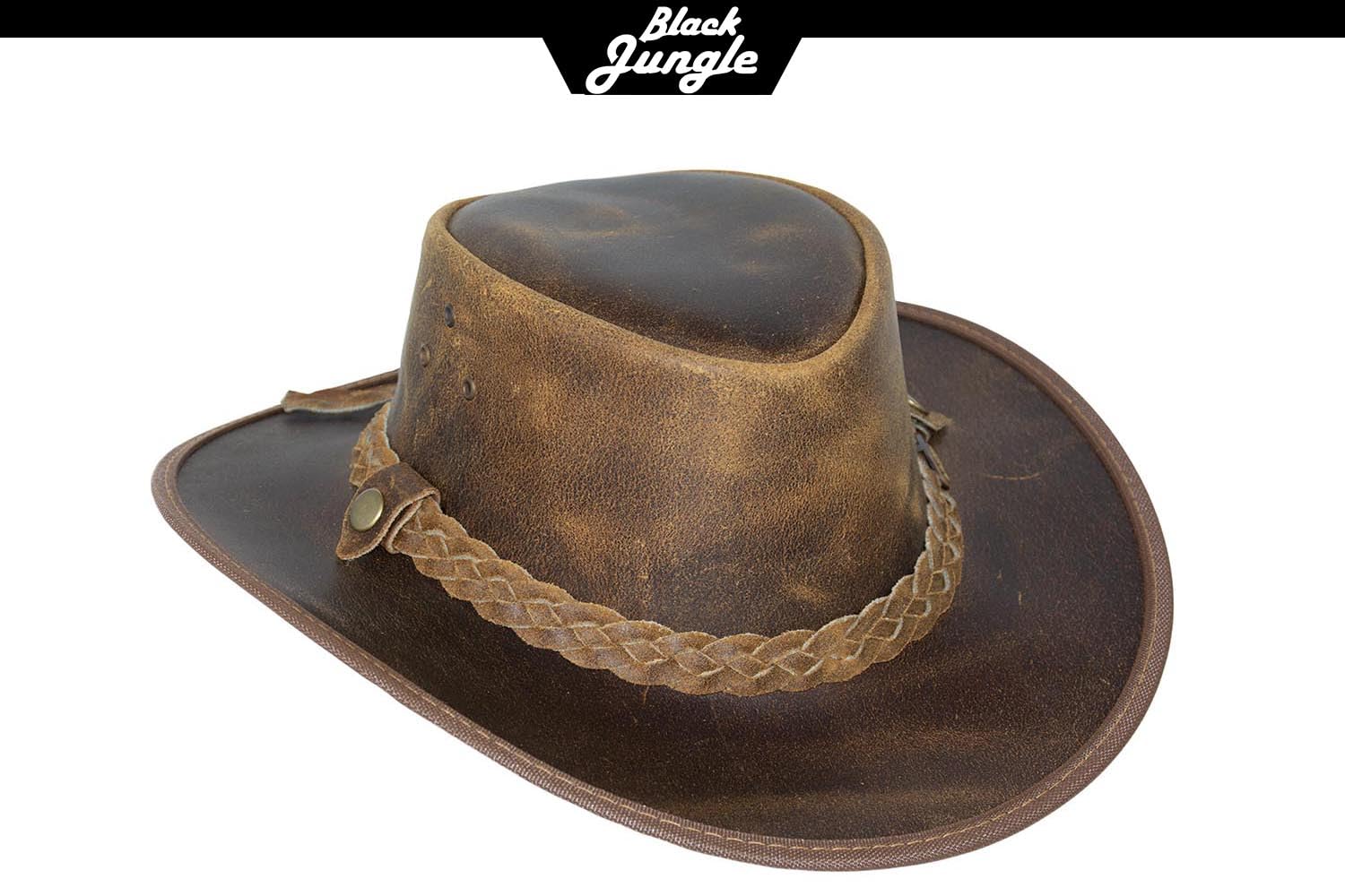Black Jungle Bulat Sombrero de Piel, Sombrero del Oeste de Australia, Sombrero de Vaquero Bronceado