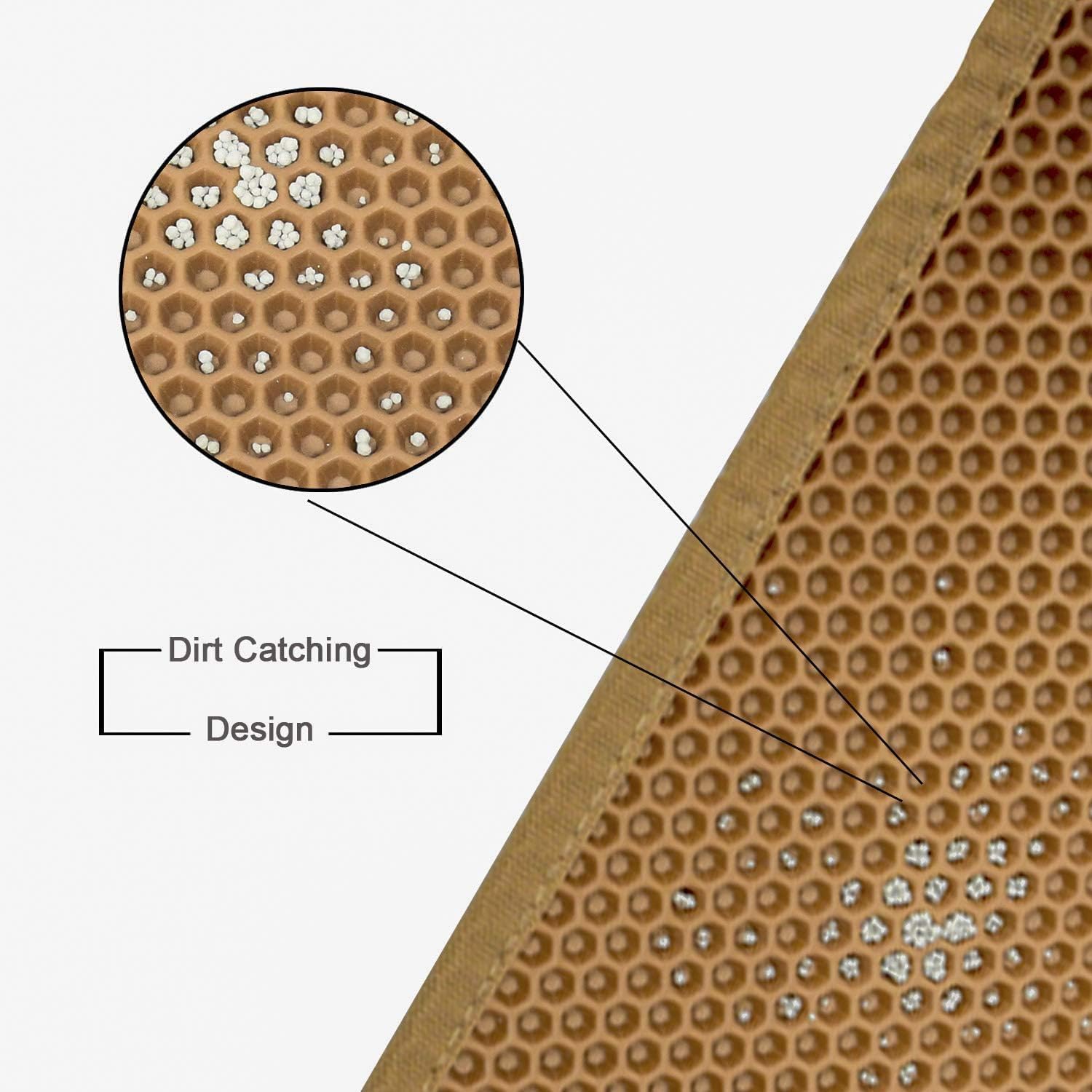 Cat Litter Mat Litter Box Mat for Kitty, EVA Honeycomb Double Layer Design, Urine & Waterproof Scatter Control, Less Waste, Easier To Clean,Non Slip (Brown 75 x 60cm) 1