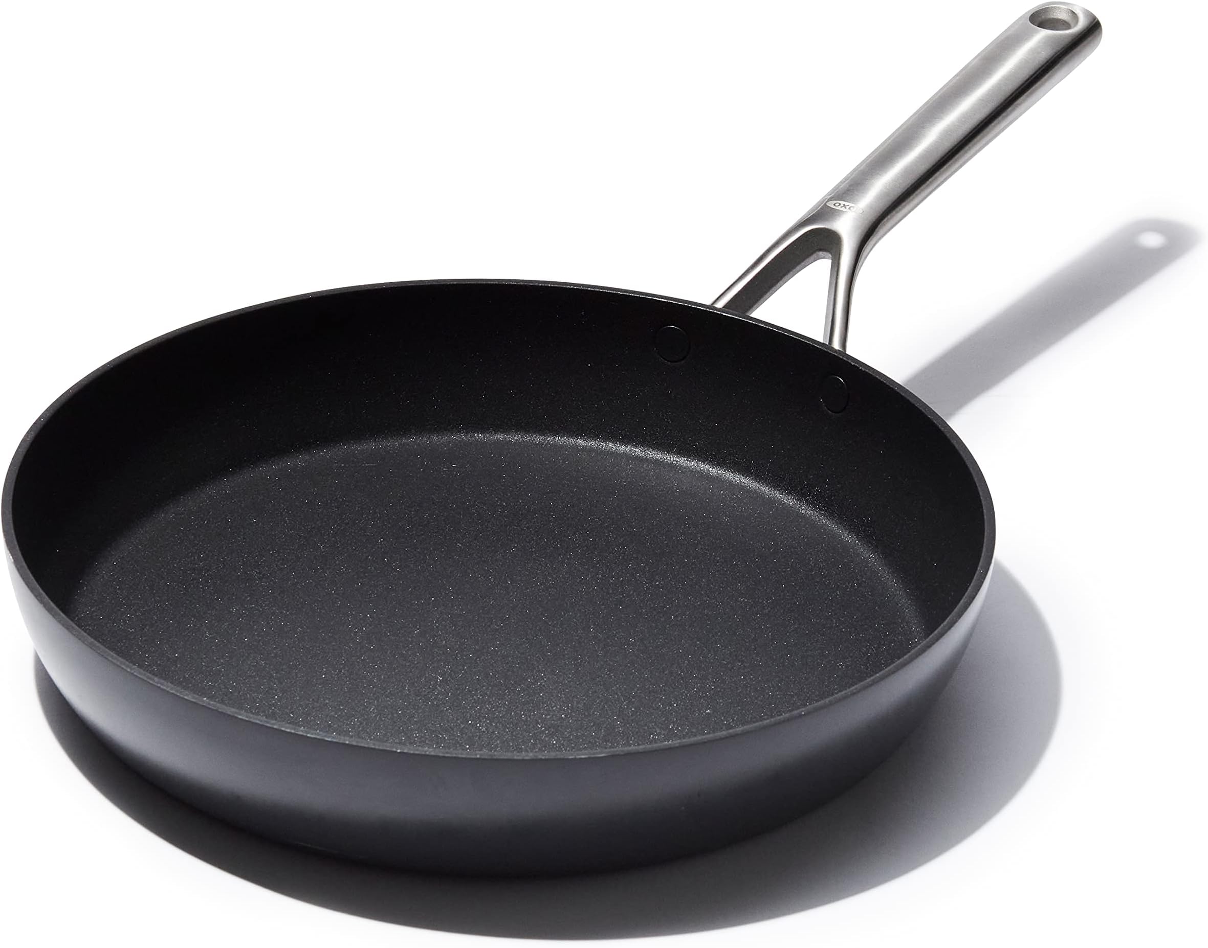 Professional 12" Frying Pan Skillet, Hard Anodized Ceramic Nonstick Cookware PFAS-Free, Induction Suitable, Stainless Steel Handles, Diamond Reinforced Coating, Dishwasher Safe, Oven Safe, Black