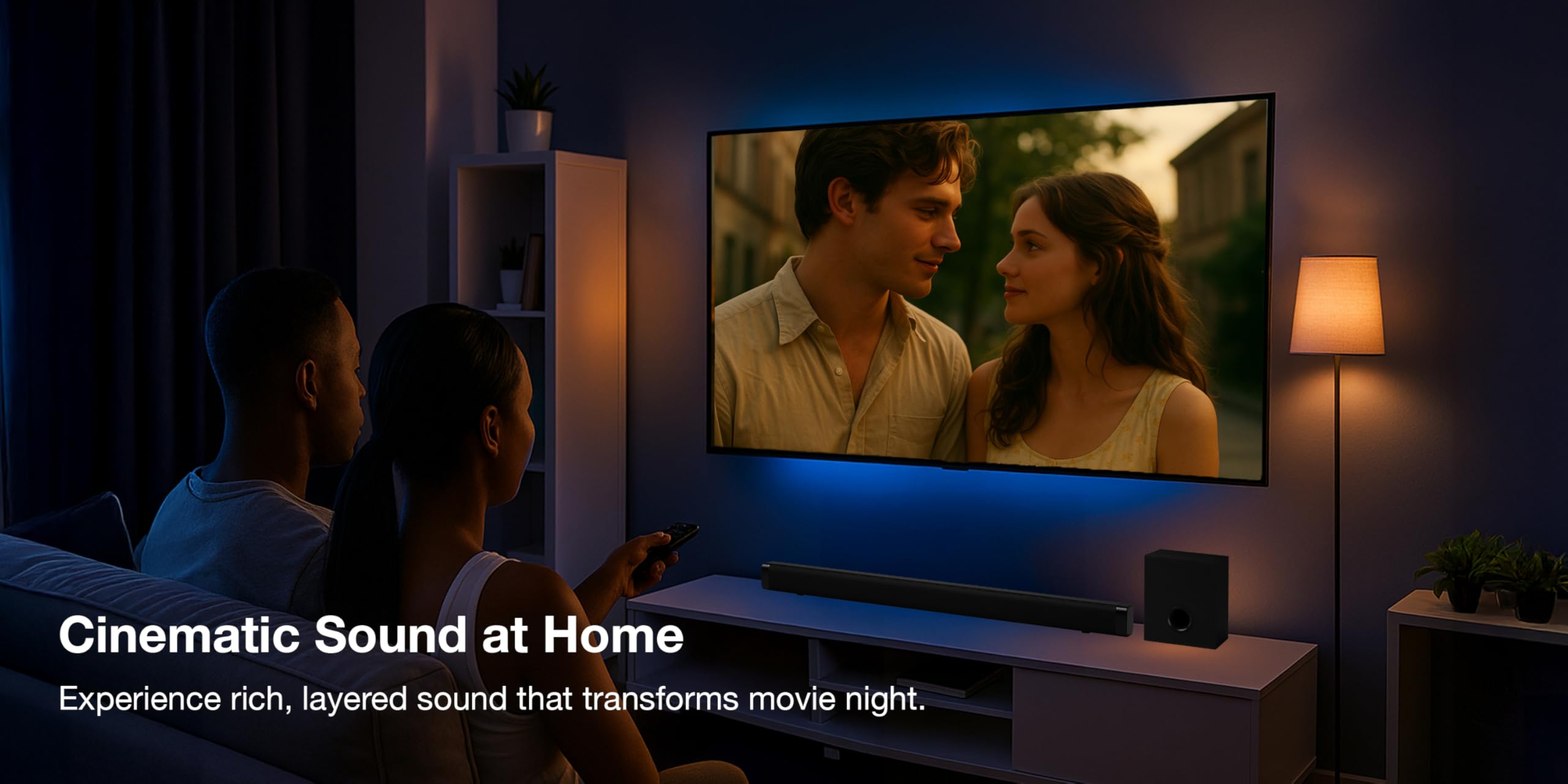iLive Soundbar Bluetooth 32" z bezprzewodowym subwooferem, 2,1-kanałowy dźwięk stereo, wejścia stereo AUX i RCA, wejście audio 3,5 mm, 3 ustawienia audio, soundbar ścienny