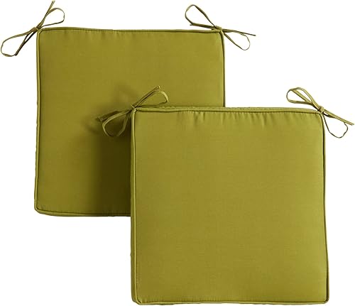 Greendale Home Fashions Cojín de asiento reversible cuadrado de 18 pulgadas, color lima, 2 unidades