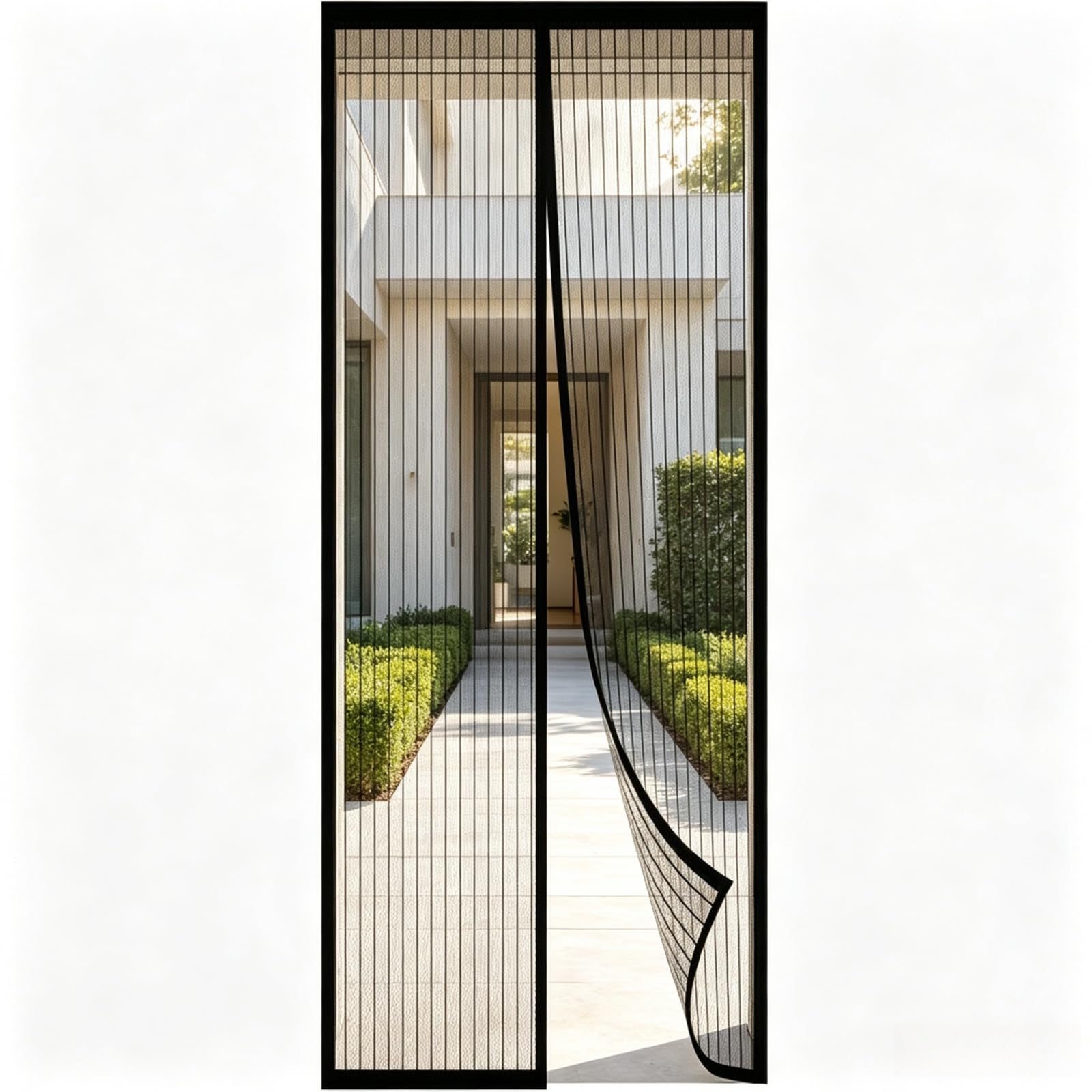 Magnetic Fly Screen Door 130 x 200 cm Keep Bugs Out Lets Fresh Air in Patio Curtain Insect Mesh No Drill Installation for Patio Doors Balcony Bedroom, Black