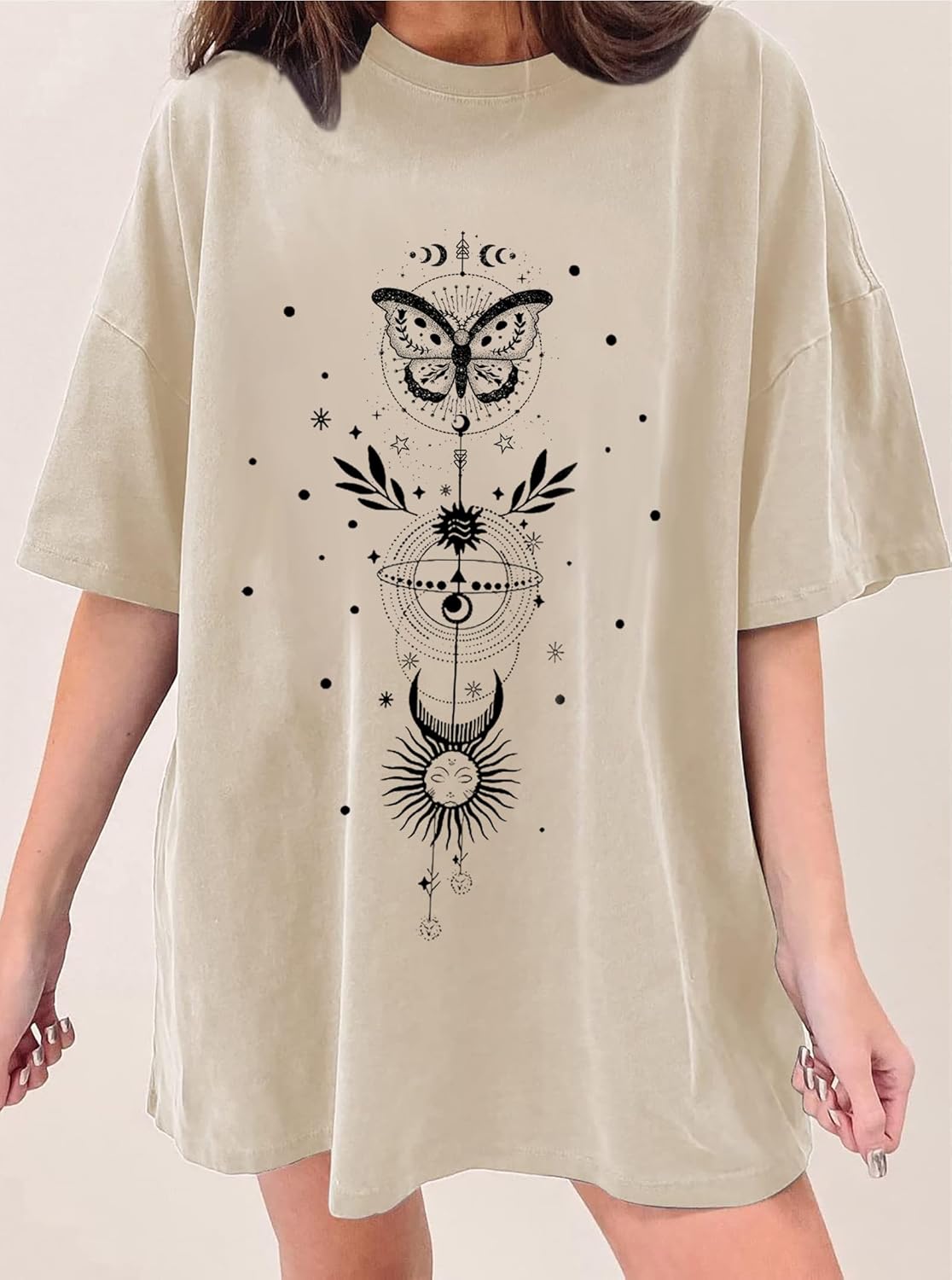 CSDAJIO Women's Casual Short Sleeve Loose Shirt Oversized T-Shirt Trendy Going Out Crew Neck Summer Graphic Tees - Image 3